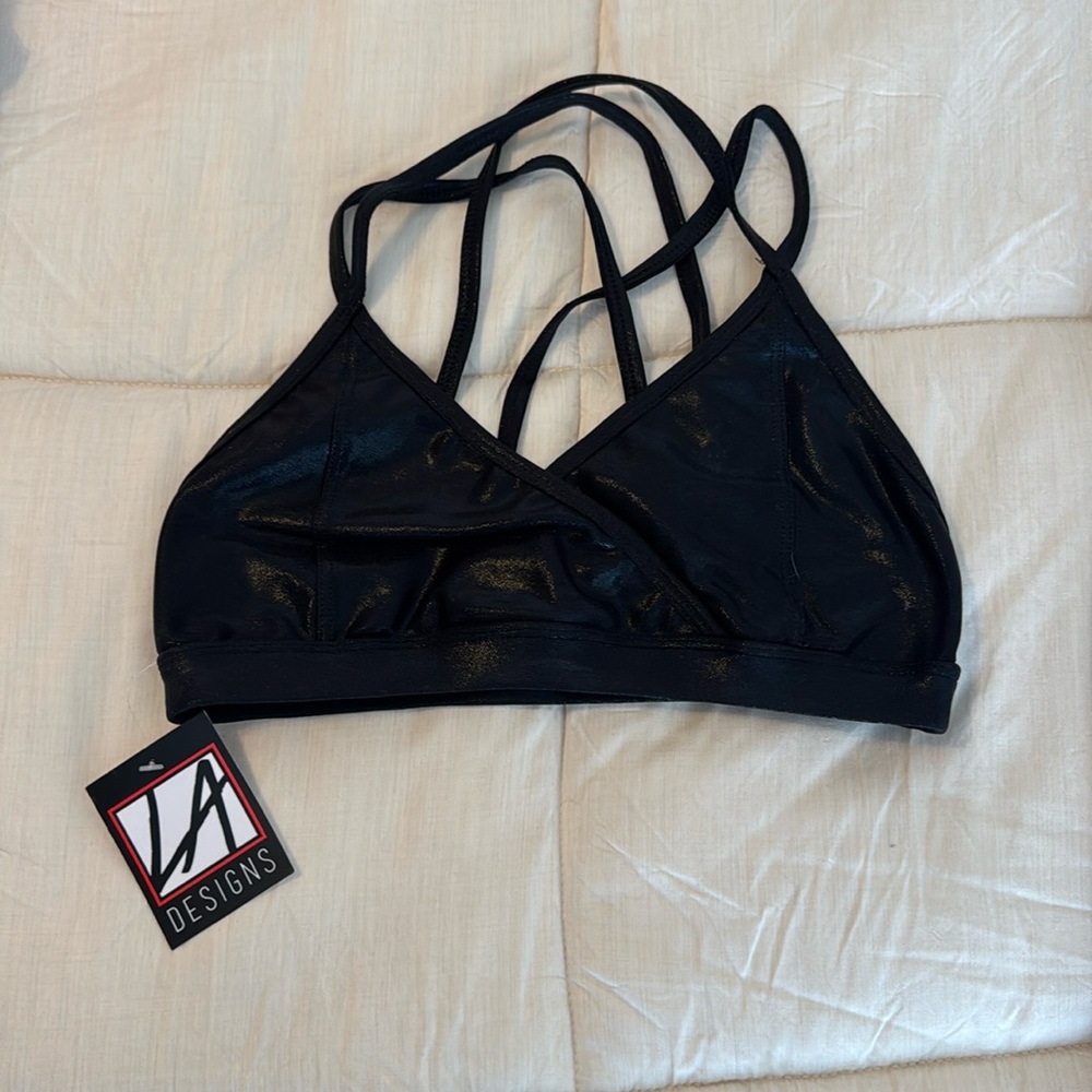 Black metallic dance top